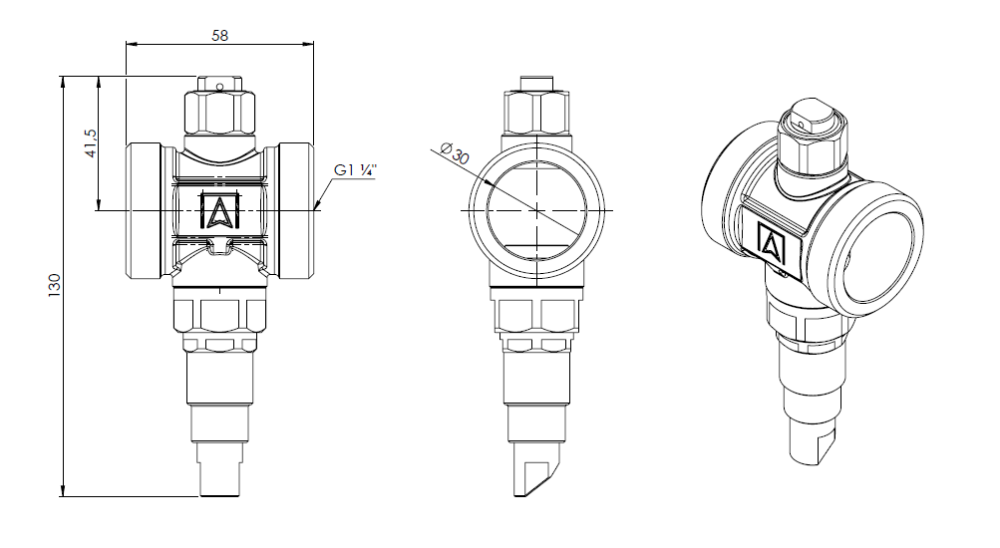 1730000 Клапан защиты от замерзания AAV 300, НРП1 1/4" - Размеры AFRISO 1