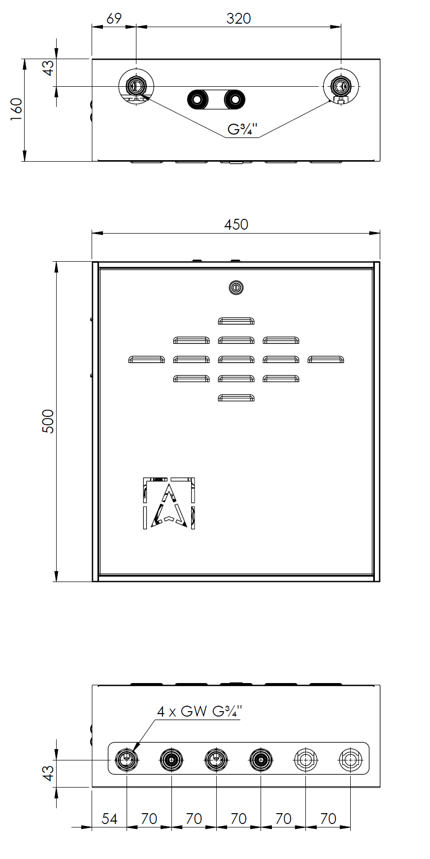 7620000 PrimoBox AZB 200 с гидрострелкой, 2 контура без смешивания - Размеры AFRISO 1