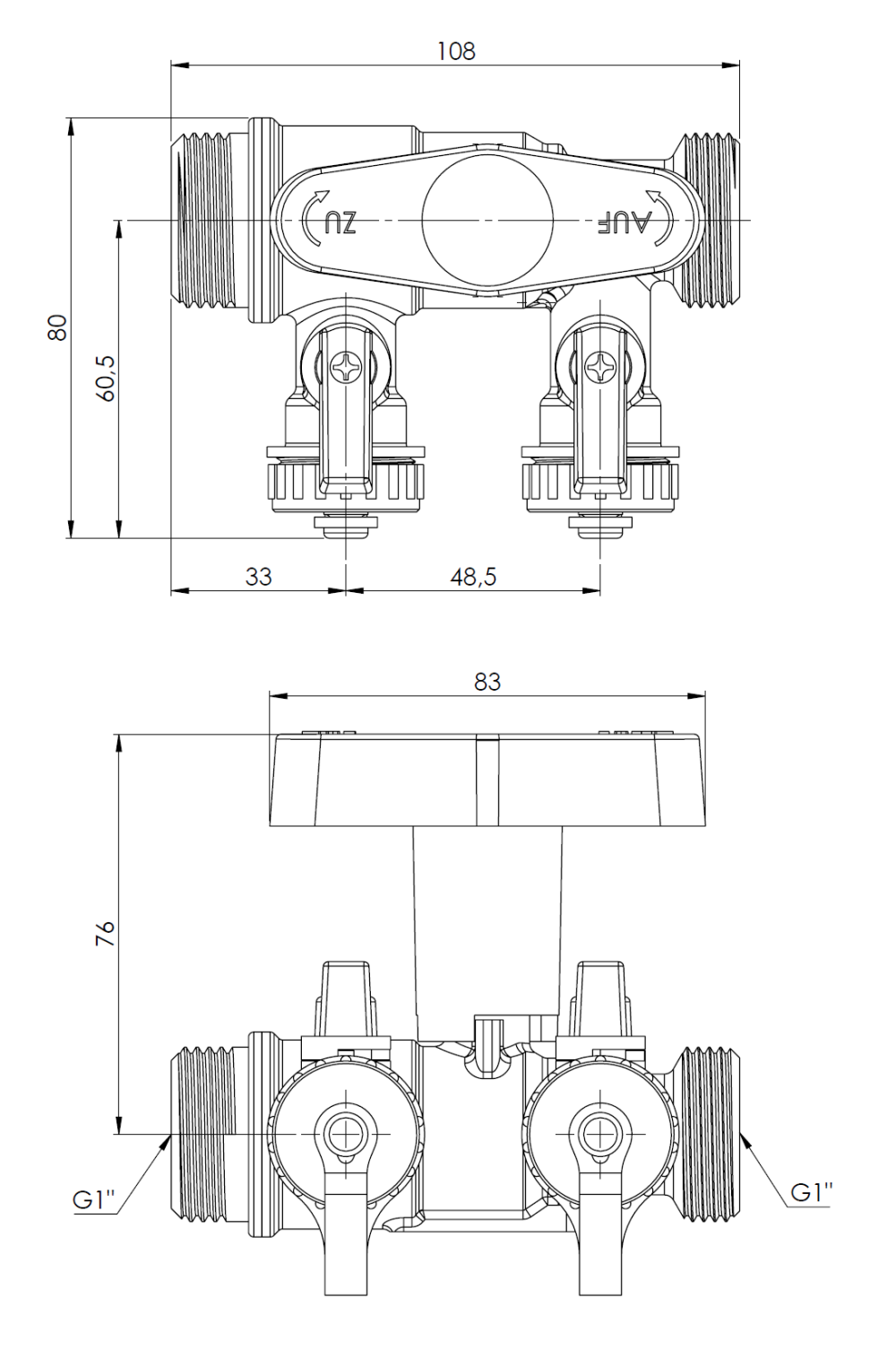 7778110 Арматура для наполнения и промывки AFC - Размеры AFRISO 1