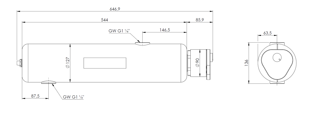9046200 Проточный водонагреватель BEH 462 с электронагревателем мощностью 2,0 кВт - Размеры AFRISO 1