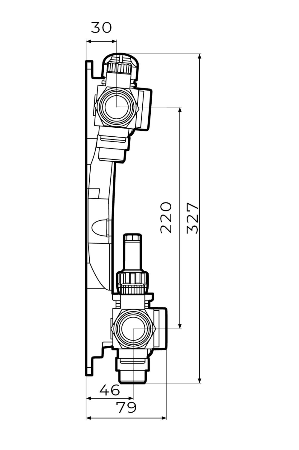 80839 Байпас с перепускным клапаном для ProCalida EF1 K, 0,1÷0,5 бар - Размеры AFRISO 1