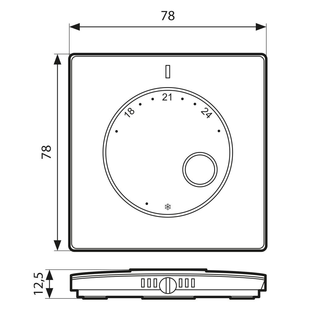 78110 Проводной датчик комнатной температуры R D CosiTherm - Размеры AFRISO 1