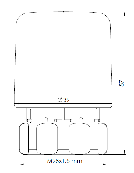 78861 WYCOFANY Z OFERTY - Термоэлектрический привод TSA-02, ВР M28x1,5 мм, 230 В AC, НЗ - Размеры AFRISO 1