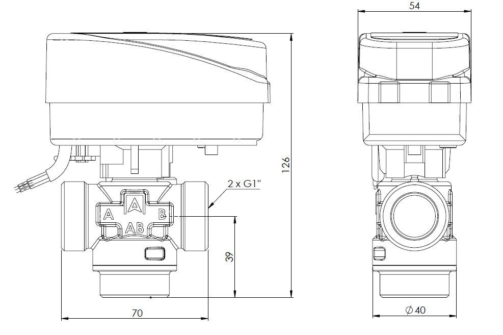 1664300 3-ходовой зональный клапан AZV 643, DN20, НРП1", Kvs 8 м³/ч - Размеры AFRISO 1