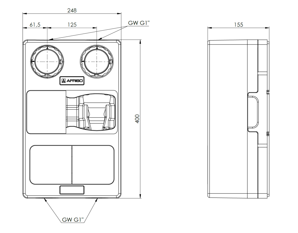 77811 Насосная группа PrimoTherm К 180-1 прямая (без насоса) - Размеры AFRISO 1
