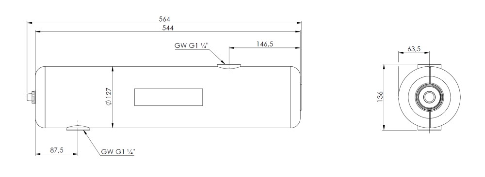 9046000 Проточный водонагреватель BEH 460 без электронагревателя - Размеры AFRISO 1