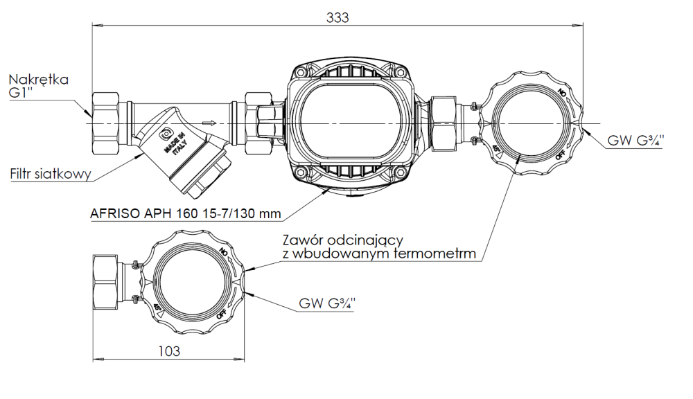 9099020 Насосная группа BPS 990 AP, без смешивания, насос AFRISO APH 15-7/130 - Размеры AFRISO 1