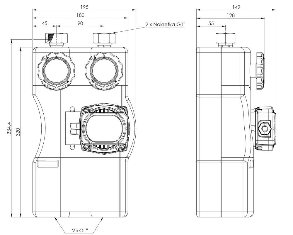 9024000 Насосная группа BPG 240, DN20, насос AFRISO APH - Размеры AFRISO 1