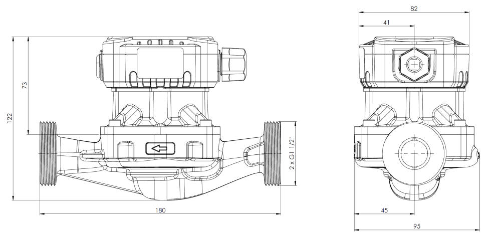 1836000 Циркуляционный насос APH 360, 25-7/180 мм  - Размеры AFRISO 1