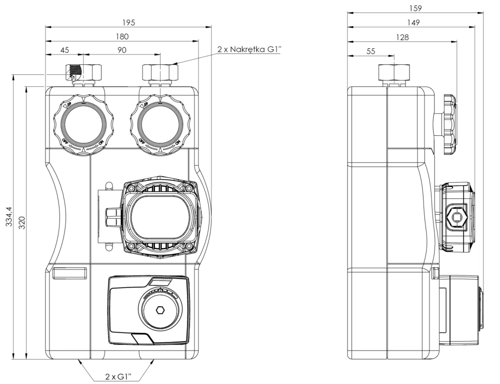 9024100 Насосная группа BPG 241, DN20, насос AFRISO APH, привод ARM 141 - Размеры AFRISO 1