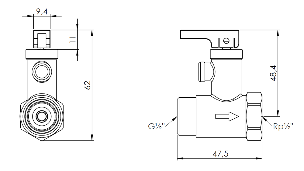 4221210 Предохранительный клапан AF4 для электрического бойлера с обратным клапаном - Размеры AFRISO 1