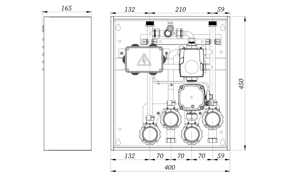 7691000 PrimoBox ACB 910, смесительный комплект для конденсационного котла - Размеры AFRISO 3