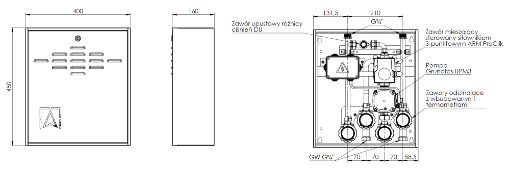 7691000 PrimoBox ACB 910, смесительный комплект для конденсационного котла - Размеры AFRISO 4