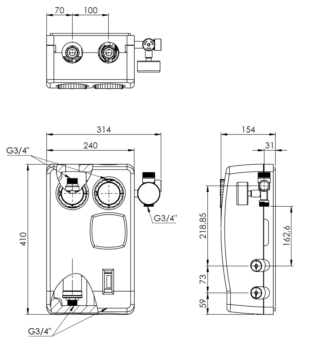 77859 Насосная группа для солнечных систем PrimoSol 130-4, двухходовая, без насоса - Размеры AFRISO 1