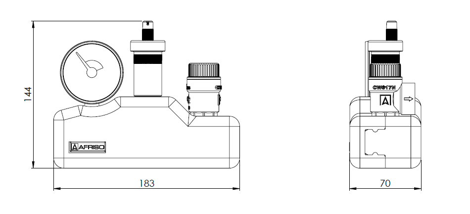 77938 Группа безопасности котла KSG, Nmax UDT 73,6 кВт, с предохранительным клапаном MS 3 бар - Размеры AFRISO 1