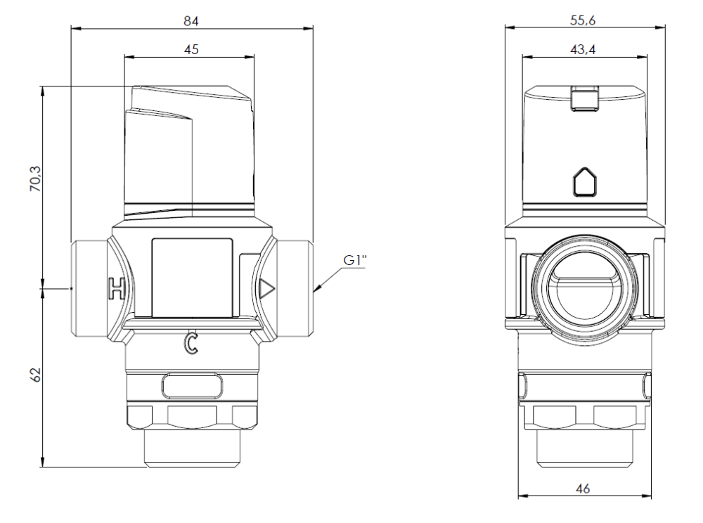 1276110 Термостатический смесительный клапан ATM 761 - Размеры AFRISO 1