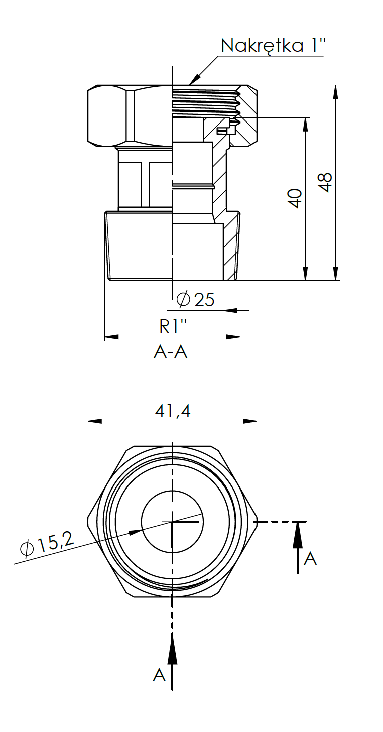 1220210 Комплект резьбовых соединений для клапана ATM, 3x гайки ВРП1" x НРК1", 2 обратных клапана - Размеры AFRISO 1