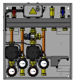 PrimoBox AZB 201 с гидрострелкой, 1 контур без смешивания и 1 контур с термостатическим клапаном ATM