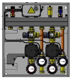 PrimoBox AZB 211 с гидрострелкой, 2 контура с термостатическим клапаном ATM
