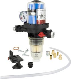 Масляный фильтр со встроенным воздухоотводчиком FloCo-Top-2CM MS-5, соединение НР3/8" x ВР3/8", короткий фильтрующий элемент Opticlean MS-5, 20-35 мкм