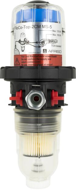 Масляный фильтр со встроенным воздухоотводчиком FloCo-Top-2CM MS-5, соединение НР3/8" x ВР3/8", короткий фильтрующий элемент Opticlean MS-5, 20-35 мкм