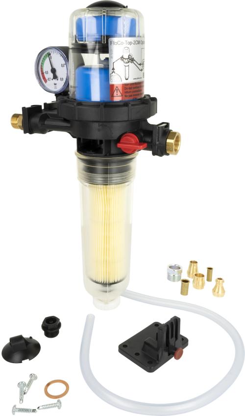 70158 Масляный фильтр со встроенным воздухоотводчиком FloCo-Top-2CM Optimum MC-18, соединение НР3/8" x ВР3/8", длинный фильтрующий элемент Opticlean MC-18, 5-20 мкм - Фотогалерея AFRISO 1