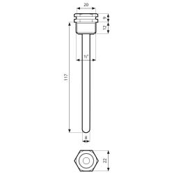 Погружная гильза, fi15x16 мм, L 120 мм, НР1/2"