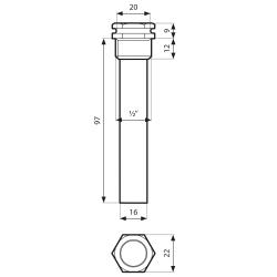 Погружная гильза, fi7x8 мм, L 120 мм, НР1/2"