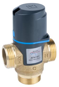 Термостатический смесительный клапан ATM 561, DN20, НРП1", 20÷43°C, Kvs 2,5 м³/ч