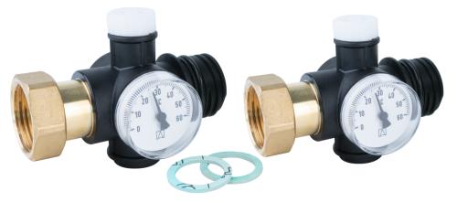 81273 Комплект из двух соединений с гайками ВРП1" для ProCalida EF1 K с термометрами и ручными воздухоотводчиками - Фотогалерея AFRISO 1