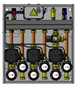 PrimoBox AZB 301 с гидрострелкой, 2 контура без смешивания и 1 контур с термостатическим клапаном ATM