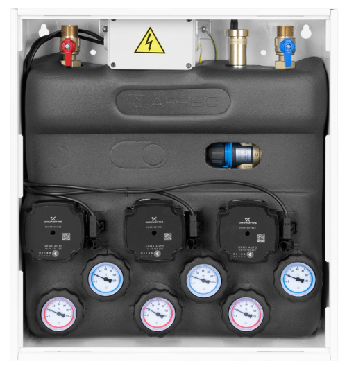 7630100 PrimoBox AZB 301 с гидрострелкой, 2 контура без смешивания и 1 контур с термостатическим клапаном ATM - Фотогалерея AFRISO 1