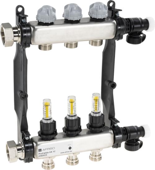 86403 ProCalida VA 1C из нержавеющей стали, 3 контура, гайки ВРП1'', 0,5 - 4,0 л/мин - Фотогалерея AFRISO 1