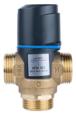 Термостатический смесительный клапан ATM 361, DN20, НРП1", 20÷43°C, Kvs 1,6 м³/ч