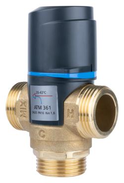 Термостатический смесительный клапан ATM 361, DN20, НРП1", 20÷43°C, Kvs 1,6 м³/ч