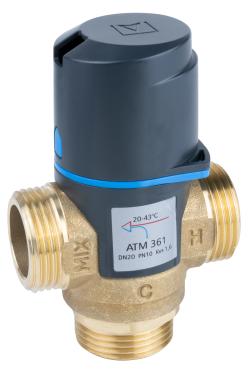 Термостатический смесительный клапан ATM 361, DN20, НРП1", 20÷43°C, Kvs 1,6 м³/ч