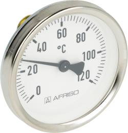 Термометр биметаллический накладной ATh 63 F, fi63 мм, 0÷120°C, для труб 3/8"÷1 1/2", ax, кл. 2