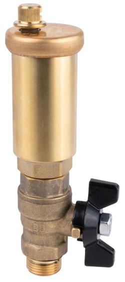 Автоматический воздухоотводчик, для солнечных систем НР3/8", с запорным шаровым краном НР3/8".