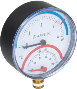 Термоманометр TM 80, fi80 мм, 0÷4 бар, 20÷120°C, НР1/4", ax, кл. 2,5