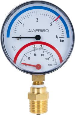 Термоманометр TM 80, fi80 мм, 0÷4 бар, 20÷120°C, НР1/4", ax, кл. 2,5