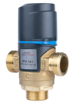 Термостатический смесительный клапан ATM 341, DN15, НРП3/4", 20÷43°C, Kvs 1,6 м³/ч