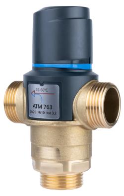 Термостатический смесительный клапан ATM 763, DN20, НРП1", 35÷60°C, Kvs 3,2 м³/ч