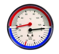 Термогидрометр TH 80, fi80 мм, 0÷60 mH2O, 20÷120°C, НР1/4", ax, кл. 2,5