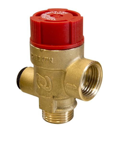 Предохранительный клапан для центрального отопления MS с соединением для манометра ВР1/4", 1,5 бар, ВР1/2" x ВР3/4"