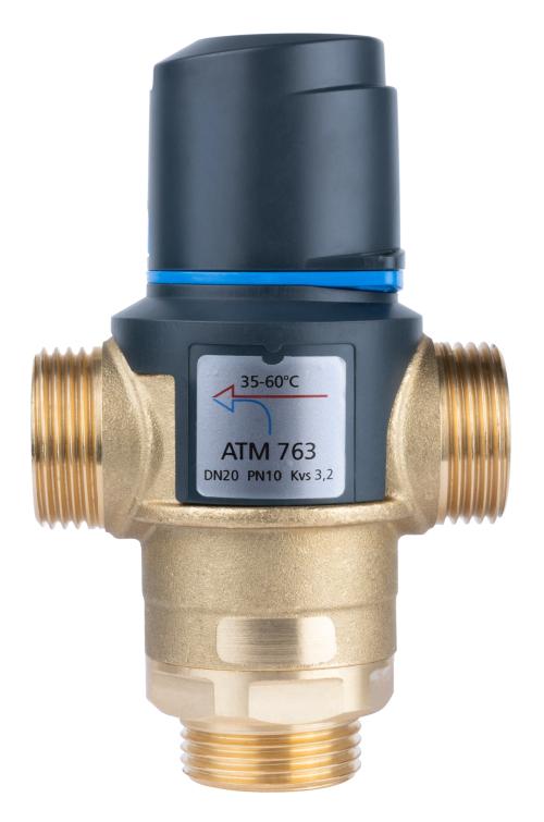 Термостатический смесительный клапан ATM 763, DN20, НРП1", 35÷60°C, Kvs 3,2 м³/ч